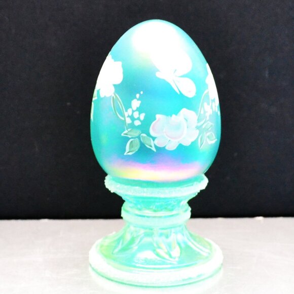 Vintage Fenton Butterfly Floral Egg Signed Numbered w/ Box Collectible - Picture 3 of 8